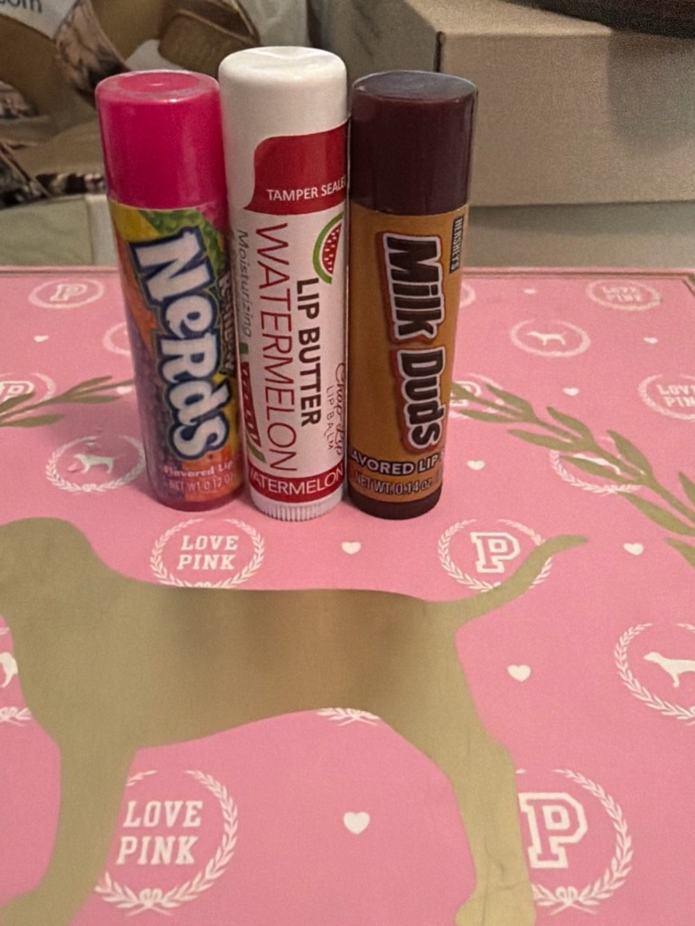 Assorted Flavored Lip Balm Trio - Pink, White, Brown